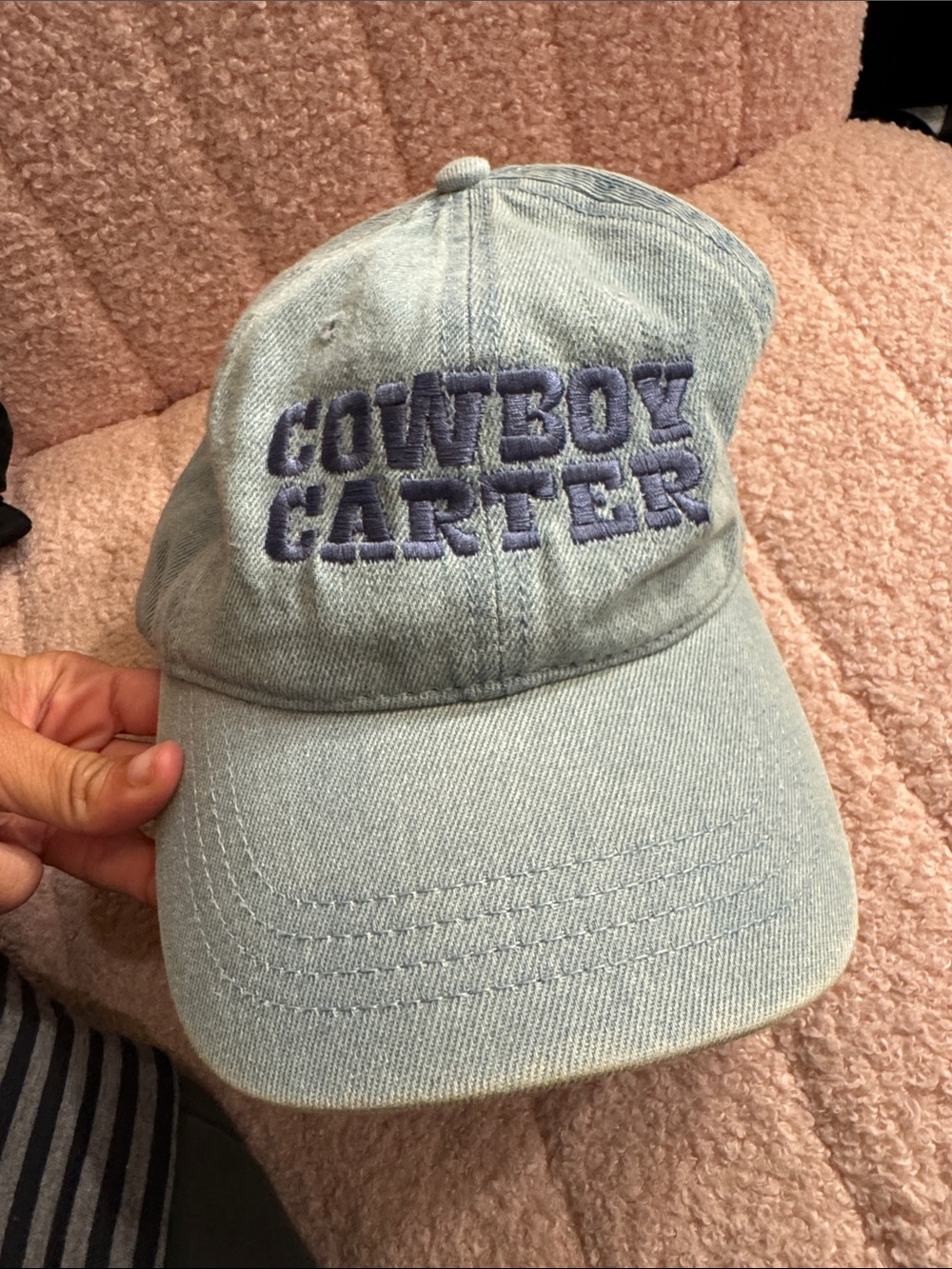 Beyonce COWBOY CARTER Blue Denim Hat with Dark Blue ' Embroidery